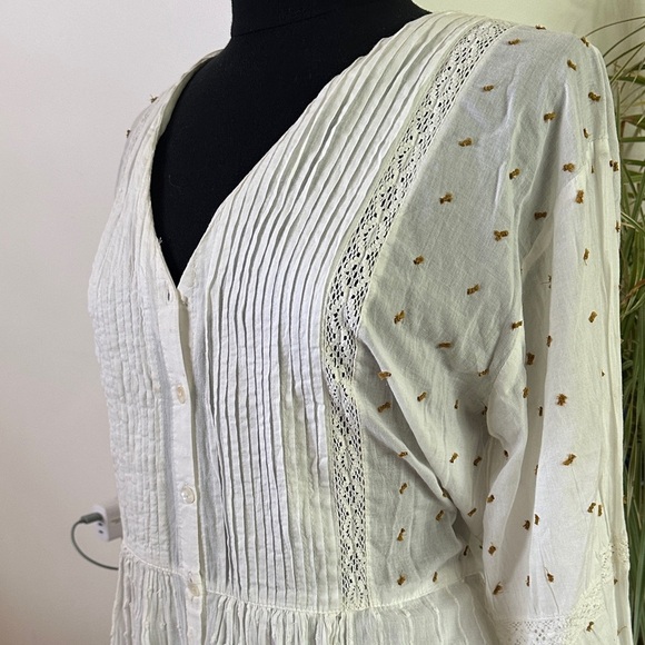 Zara Boho White Flowy Button Down Dress - Picture 4 of 13